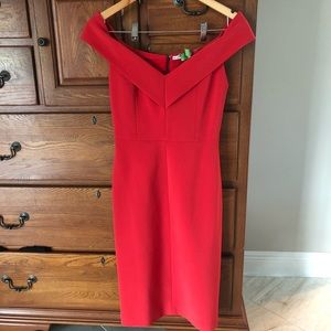 Alice and Olivia Luana Off the Shoulder Red Dress